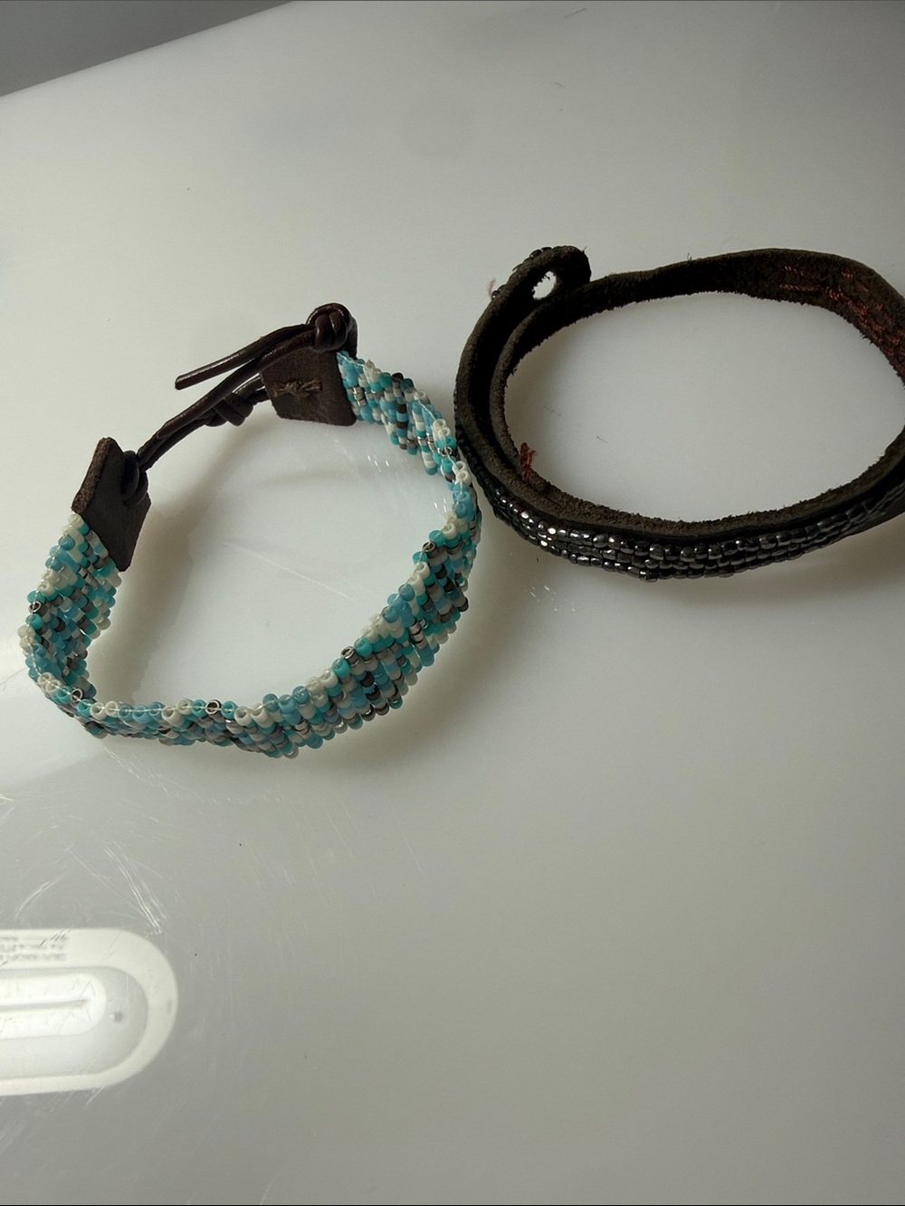 Chan Luu Turquoise, White and Brown Beaded Wrap Bracelet Set